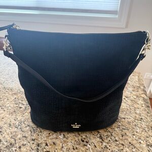 Kate Spade Suede Larchmont Avenue Exotic Arianna Purse BLACK
